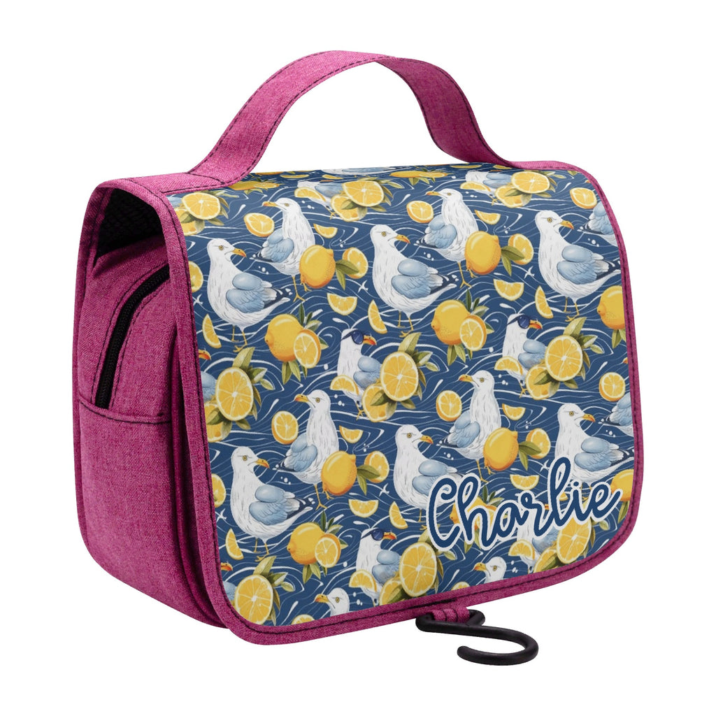 Personalised Lemon Seagull Toiletry Cosmetic Travel Bag Personalised Cosmetic / Toiletry Bag animal Printed Offshore