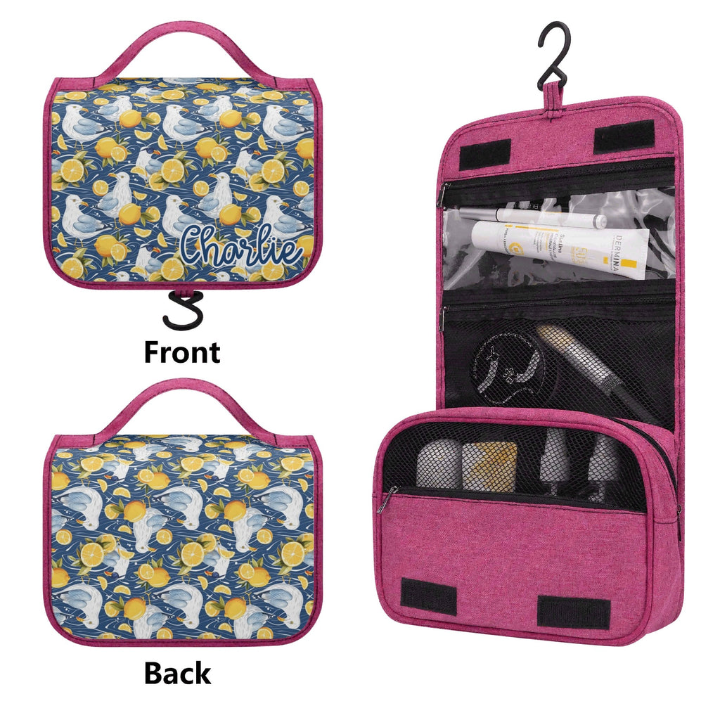 Personalised Lemon Seagull Toiletry Cosmetic Travel Bag Personalised Cosmetic / Toiletry Bag animal Printed Offshore