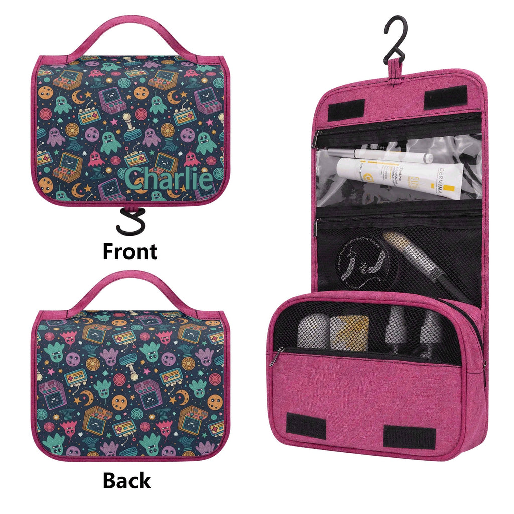 Personalised Space Arcade Toiletry Cosmetic Travel Bag Personalised Cosmetic / Toiletry Bag Games Printed Offshore Retro