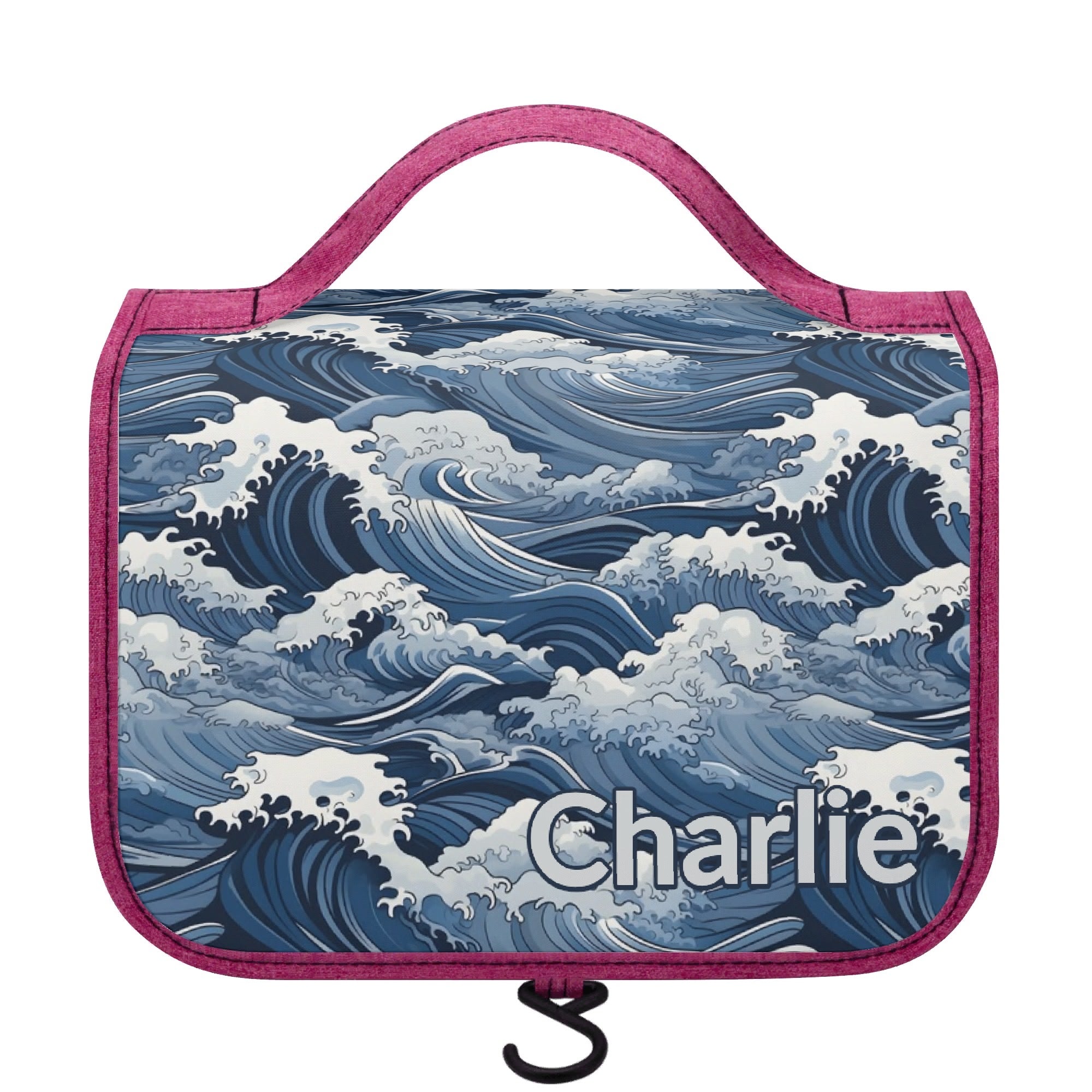 Personalised Japanese Waves Toiletry Cosmetic Travel Bag Default Title Personalised Cosmetic / Toiletry Bag Ocean Printed Offshore