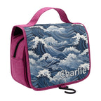 Personalised Japanese Waves Toiletry Cosmetic Travel Bag Personalised Cosmetic / Toiletry Bag Ocean Printed Offshore