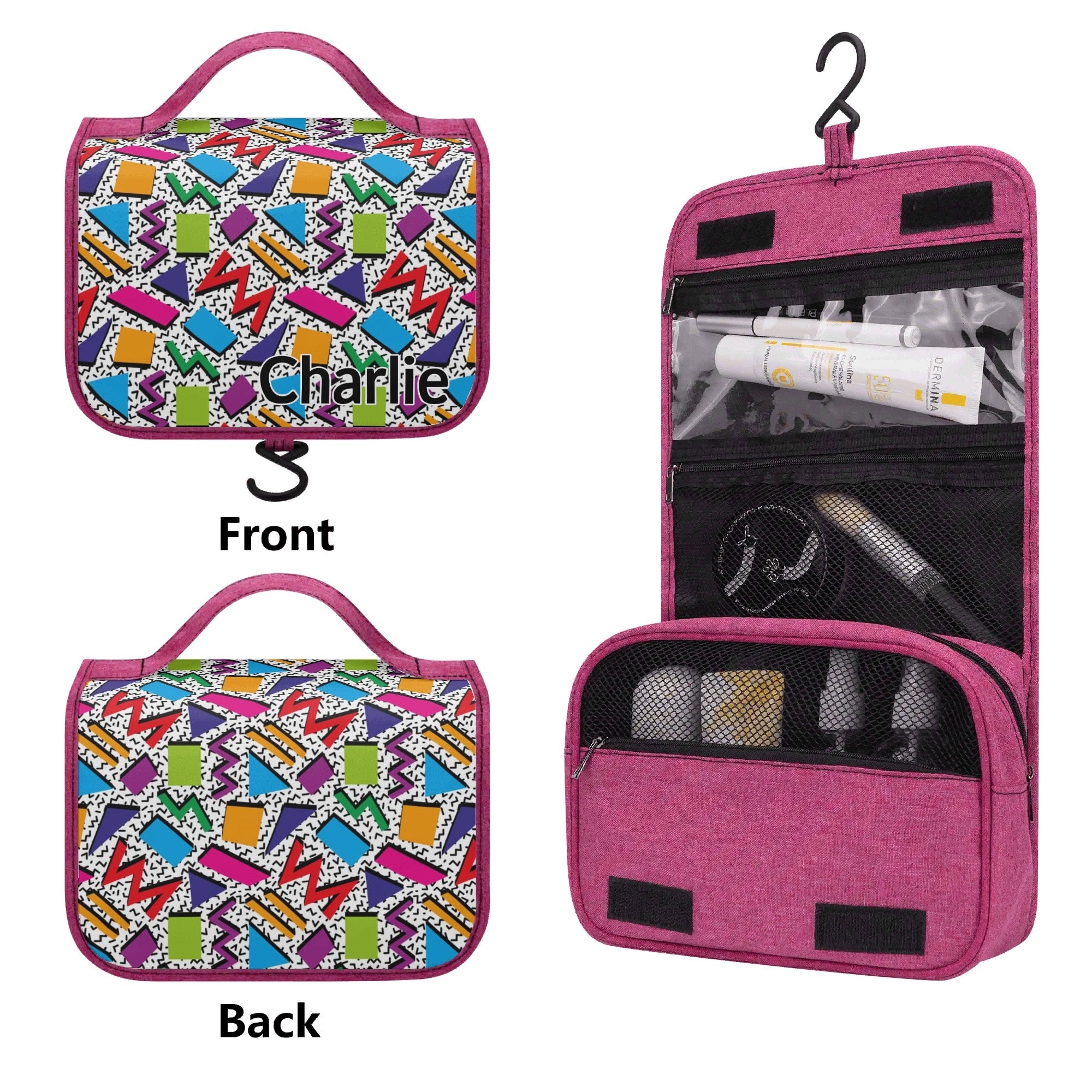 Personalised - Graphic 80s - Toiletry Cosmetic Travel Bag Personalised Cosmetic / Toiletry Bag Printed Offshore Retro