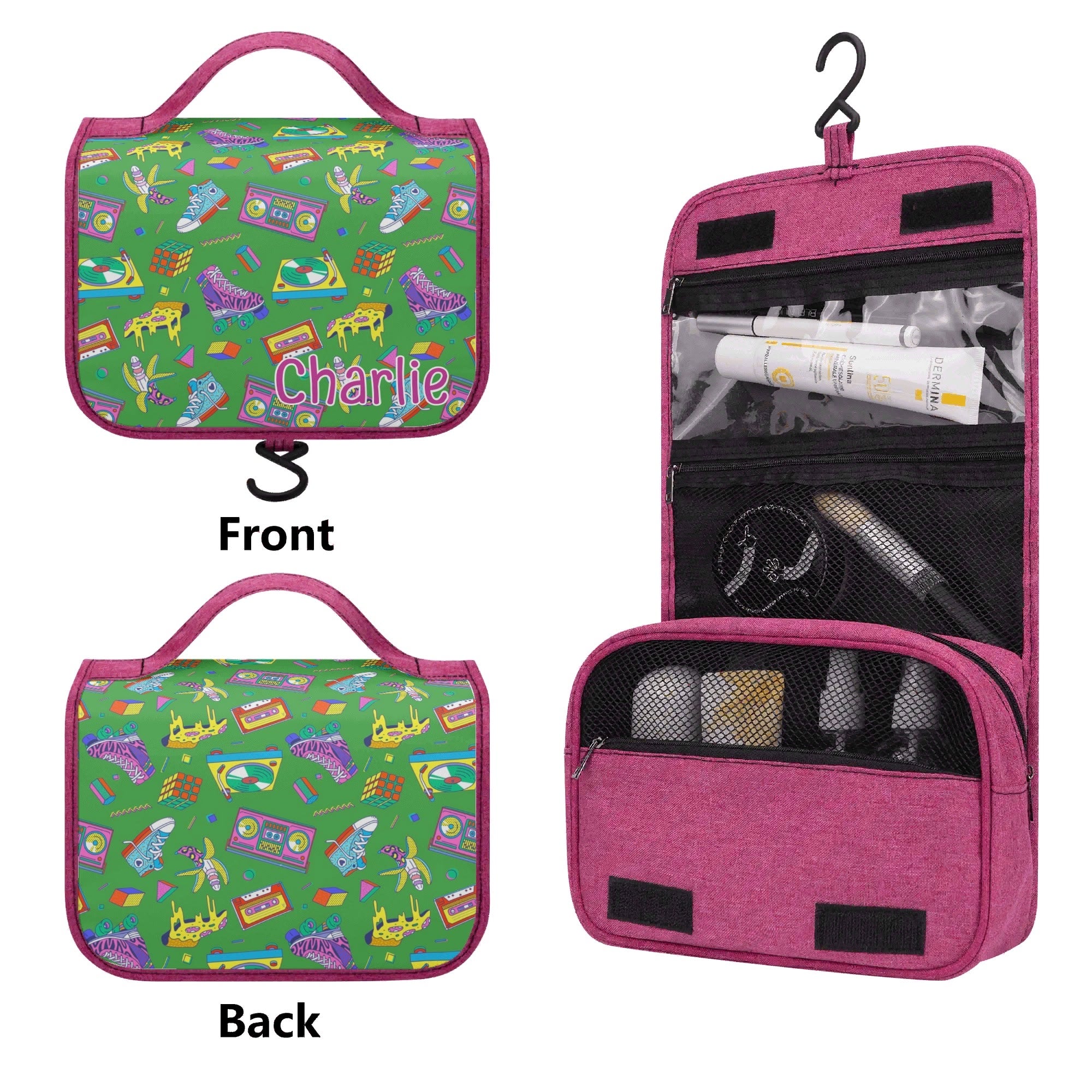 Personalised - Bright 80s - Toiletry Cosmetic Travel Bag Personalised Cosmetic / Toiletry Bag Printed Offshore Retro