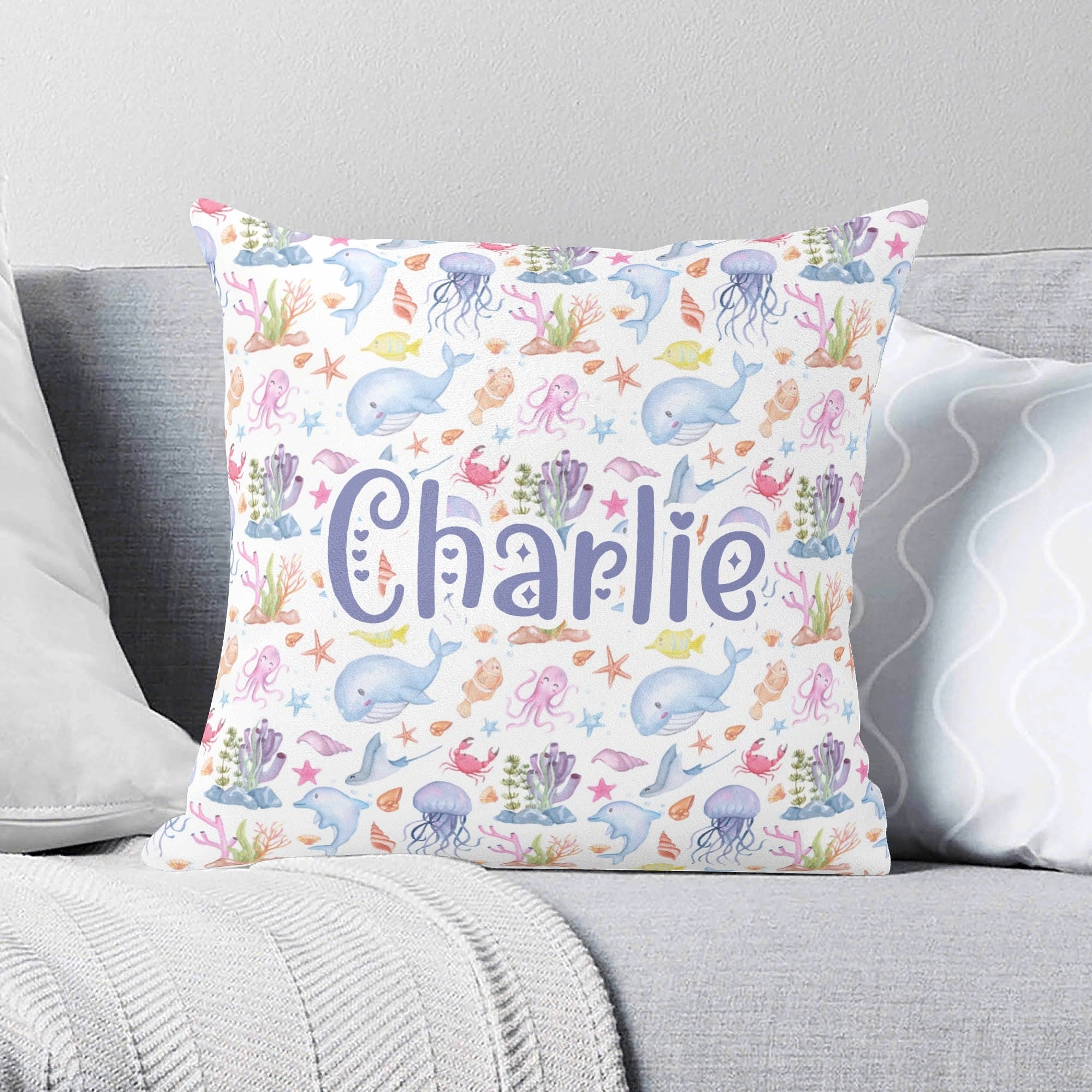 Personalised Under The Sea Cushion Cover 2XL Personalised Cushion Cover animal Ocean Printed Offshore