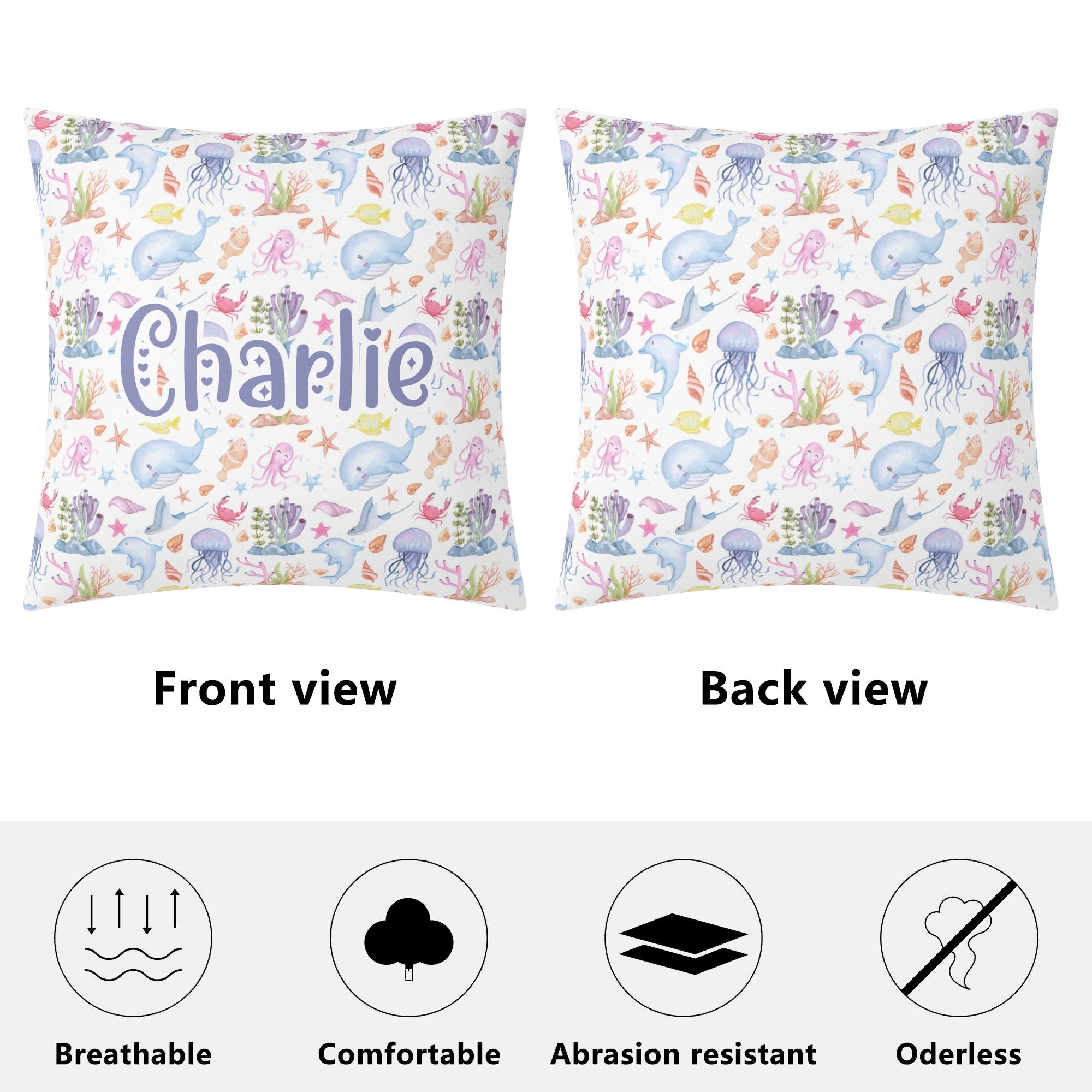 Personalised Under The Sea Cushion Cover Personalised Cushion Cover animal Ocean Printed Offshore