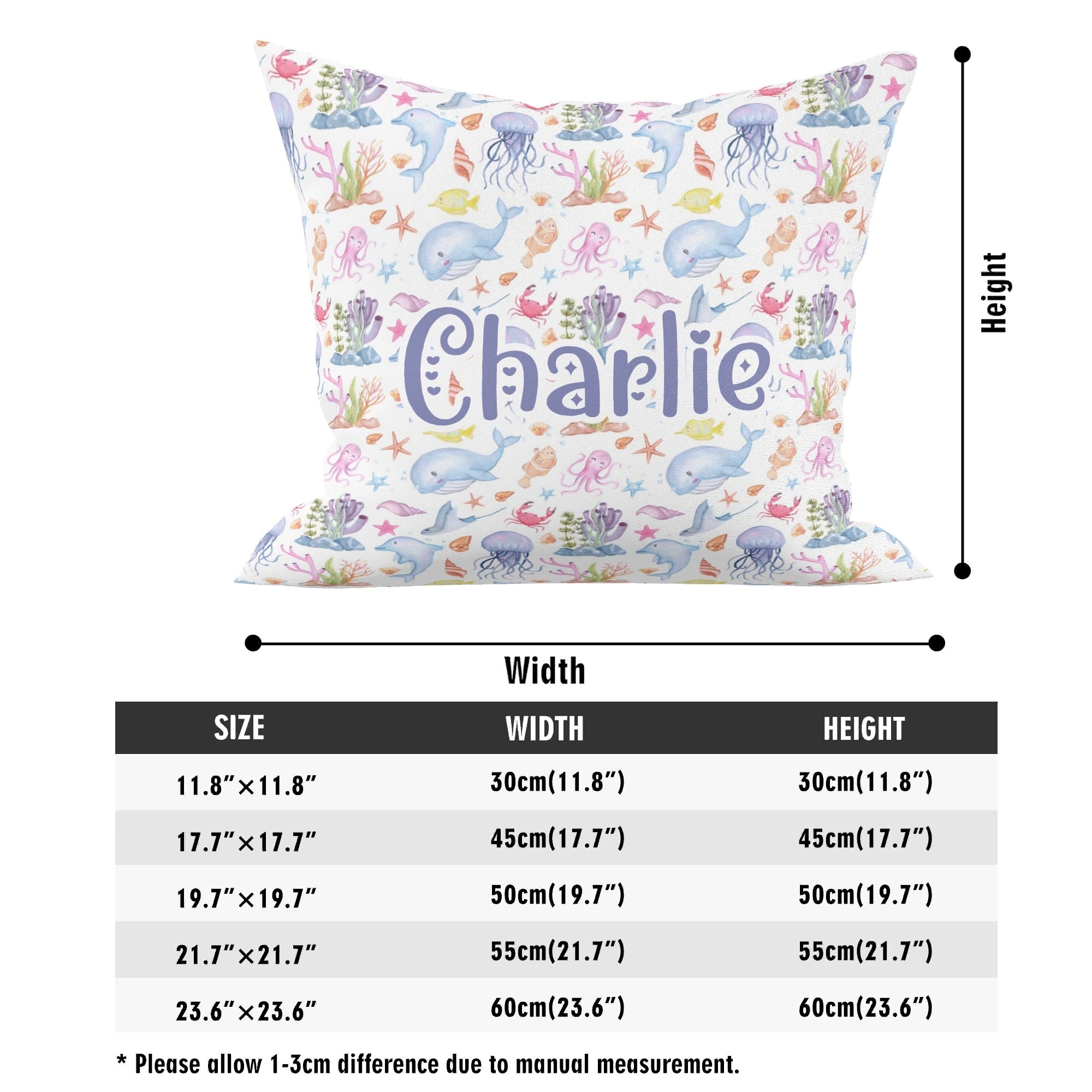 Personalised Under The Sea Cushion Cover Personalised Cushion Cover animal Ocean Printed Offshore