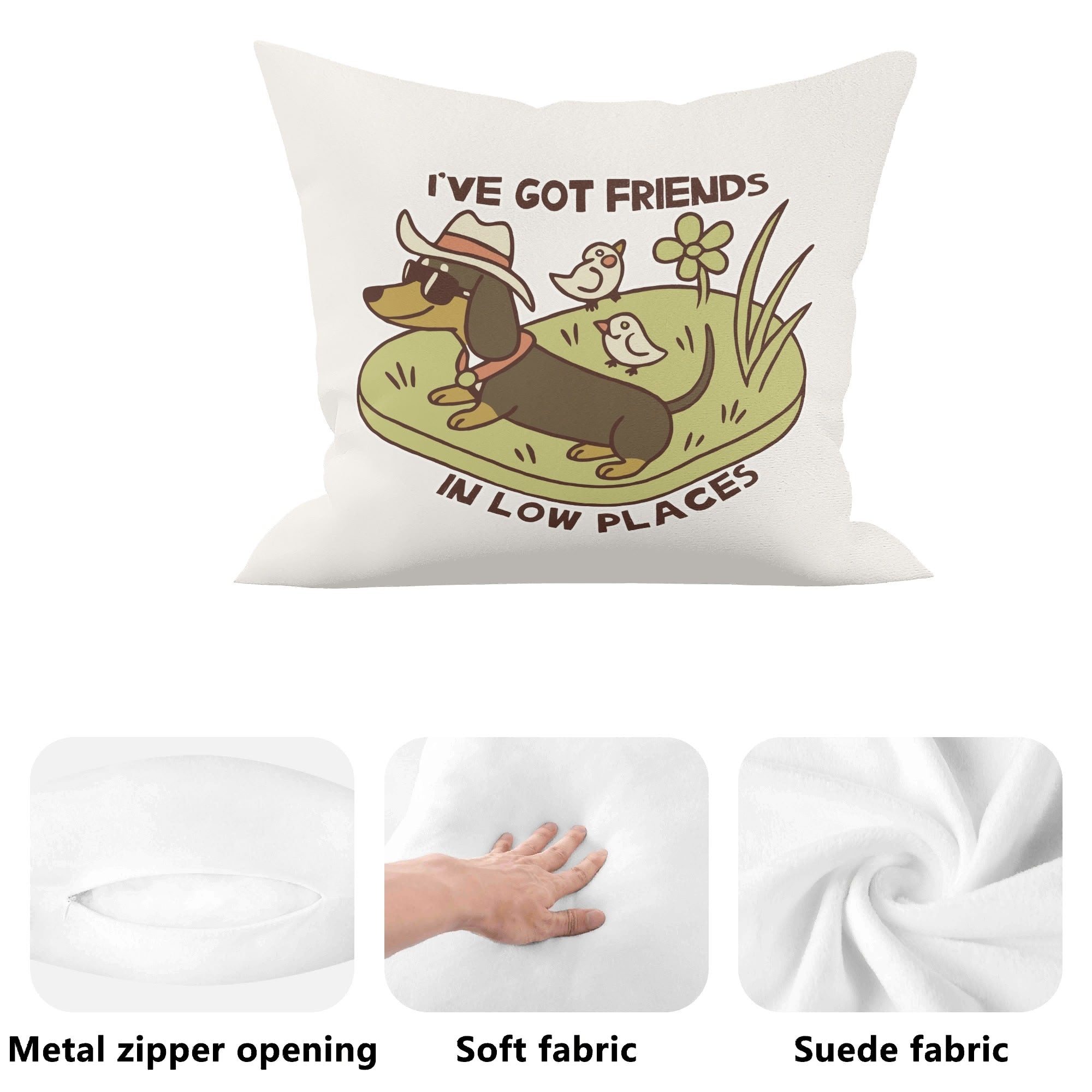 Dachshund, Ive Got Friends In Low Places Cushion Cover Cushion Cover animal Printed Offshore