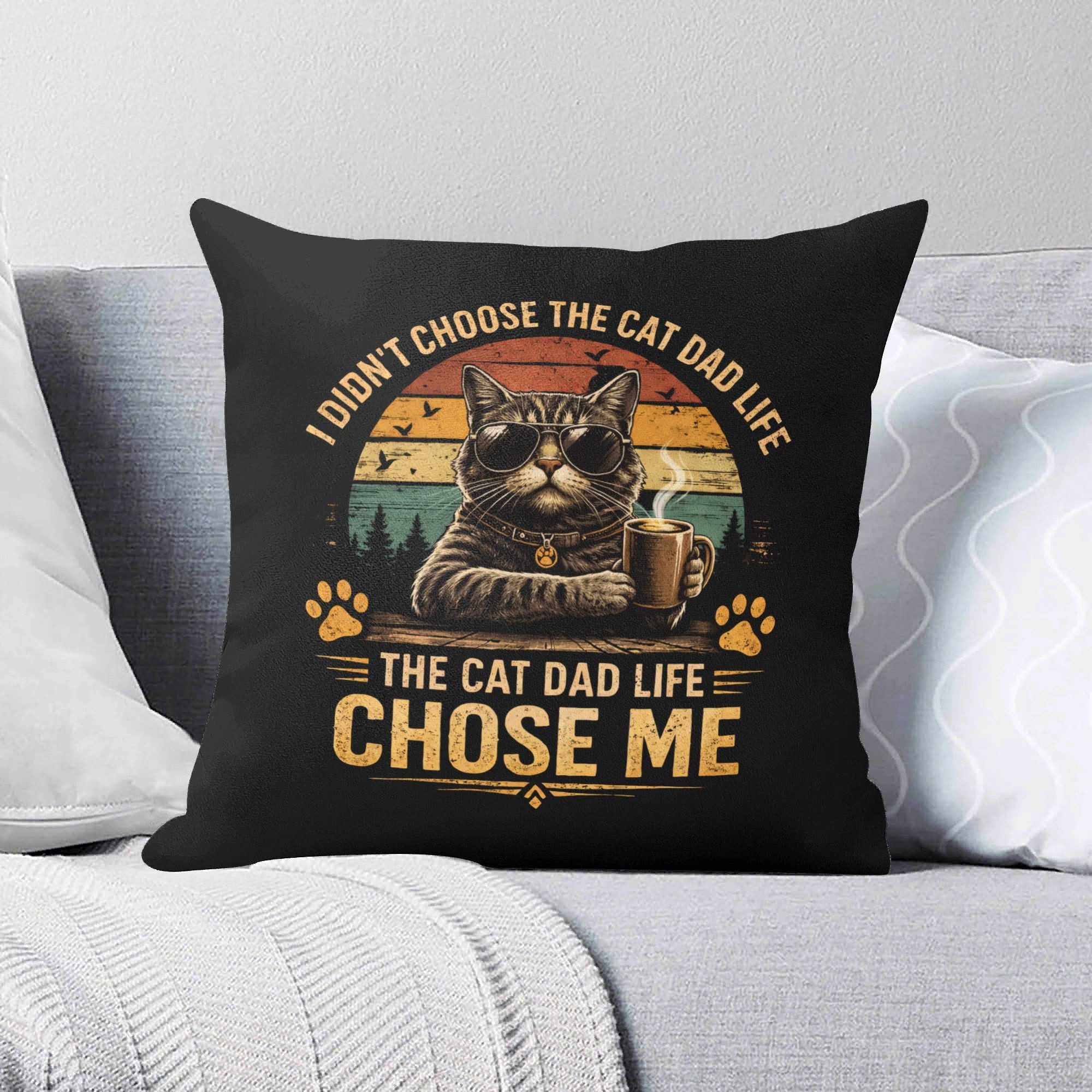 Cat Dad Life Cushion Cover 2XL Cushion Cover animal Dad Printed Offshore