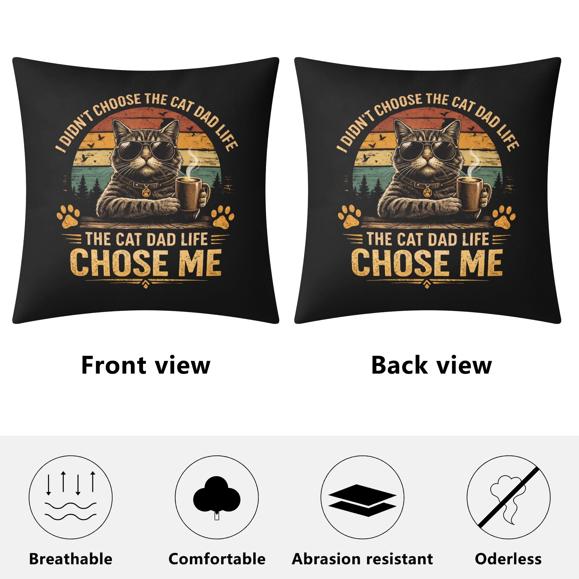 Cat Dad Life Cushion Cover Cushion Cover animal Dad Printed Offshore
