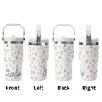 Personalised Paw Print 20oz Stainless Steel Tumbler Screw On Lid With Straw Personalised 20oz Tumbler with Top Handle animal Printed Offshore