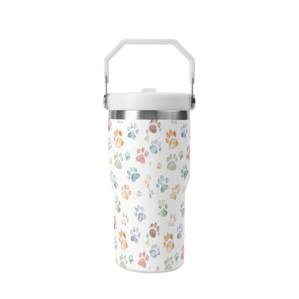 Personalised Paw Print 20oz Stainless Steel Tumbler Screw On Lid With Straw Personalised 20oz Tumbler with Top Handle animal Printed Offshore