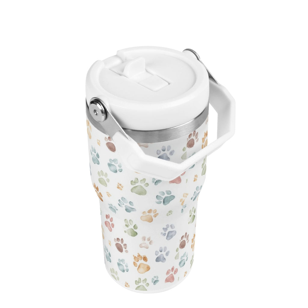 Personalised Paw Print 20oz Stainless Steel Tumbler Screw On Lid With Straw Personalised 20oz Tumbler with Top Handle animal Printed Offshore