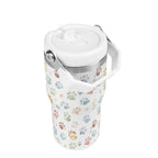 Personalised Paw Print 20oz Stainless Steel Tumbler Screw On Lid With Straw Personalised 20oz Tumbler with Top Handle animal Printed Offshore
