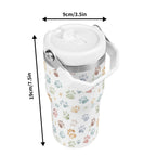 Personalised Paw Print 20oz Stainless Steel Tumbler Screw On Lid With Straw Personalised 20oz Tumbler with Top Handle animal Printed Offshore