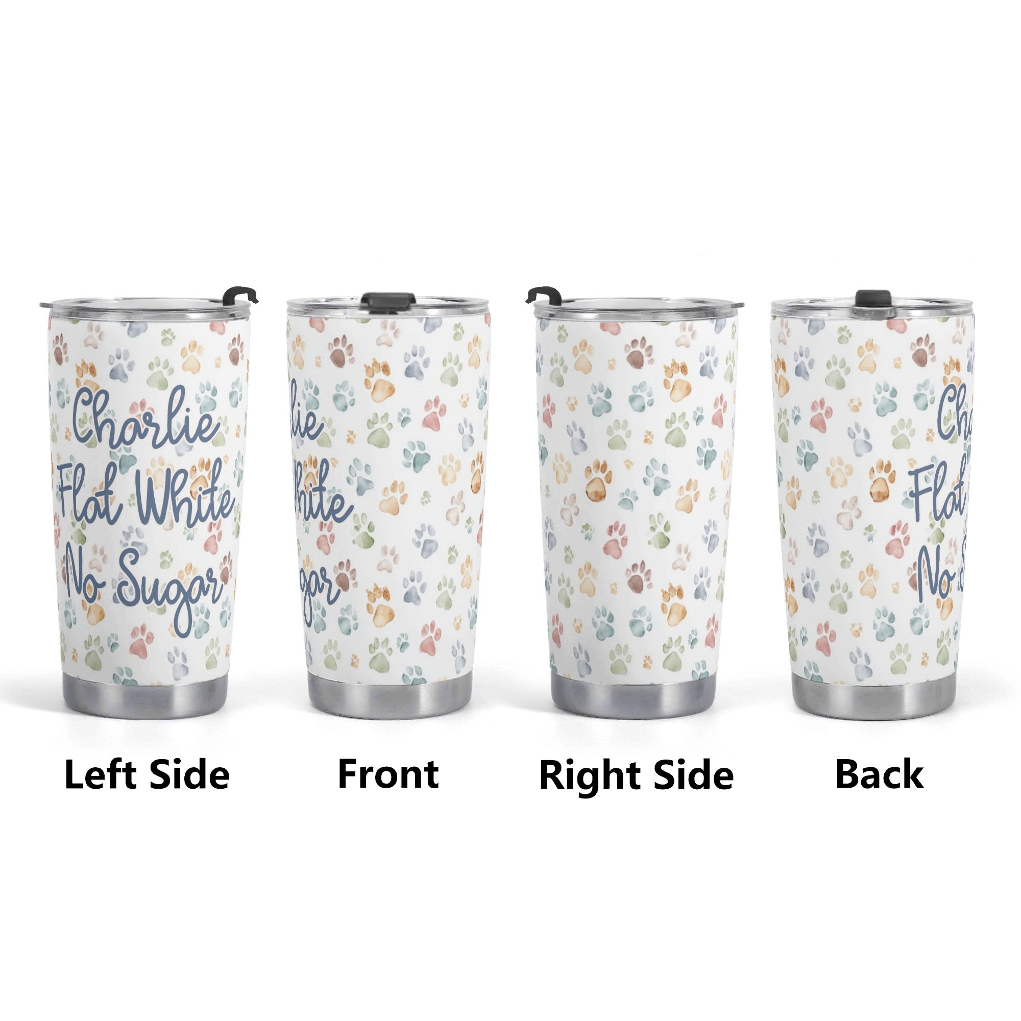 Personalised Paw Print, Coffee Order Stainless Steel 20oz Travel Mug Personalised 20oz Travel Mug animal Printed Offshore