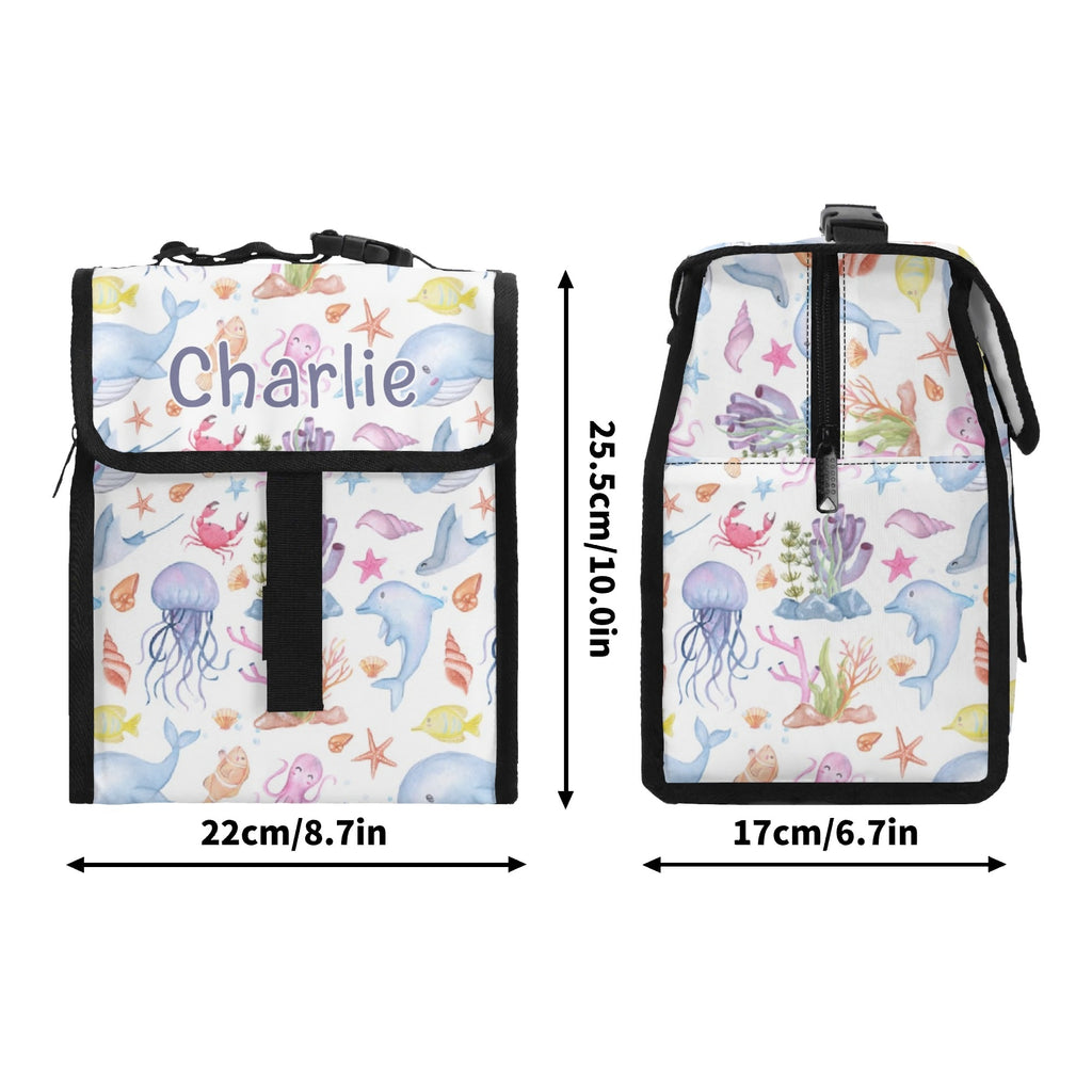 Personalised Under The Sea Flip-top Lunch Bag Personalised Flip Top Lunch Bag Ocean Printed Offshore