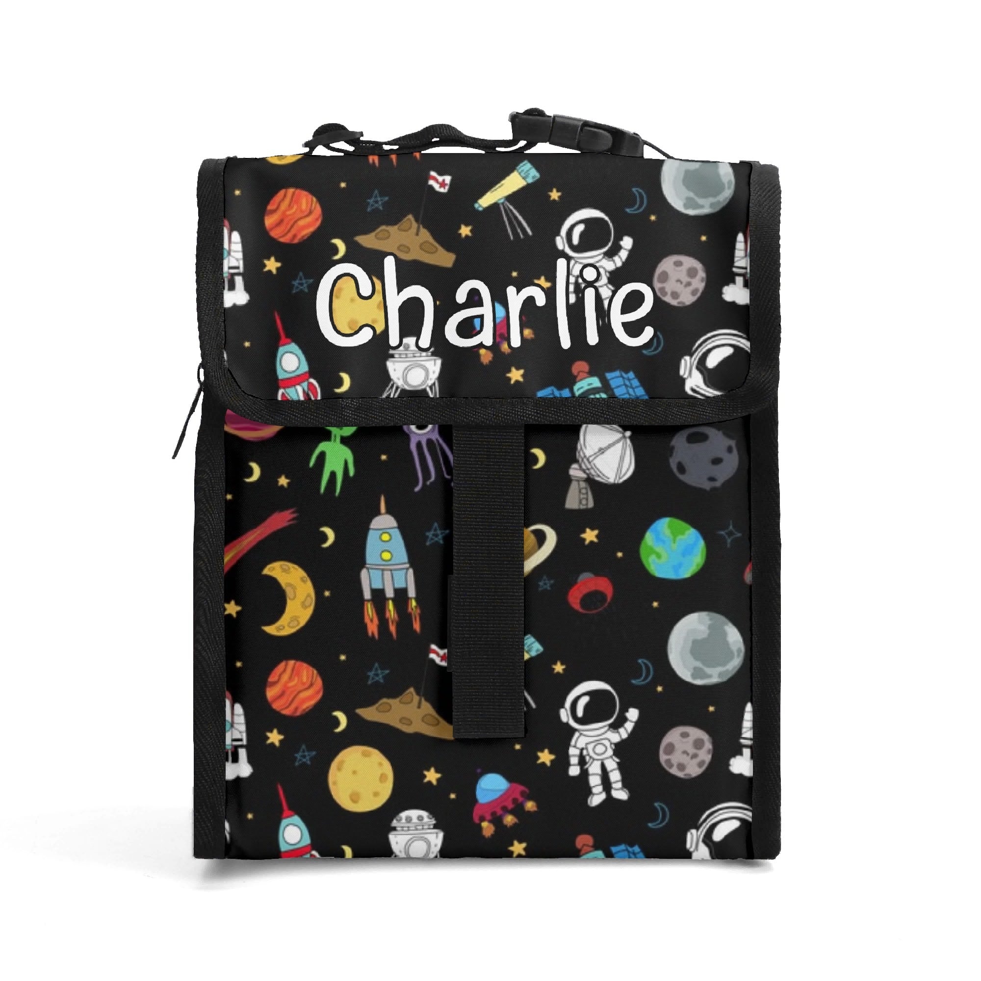 Personalised Fun Space Flip-top Lunch Bag Default Title Personalised Flip Top Lunch Bag Printed Offshore Space