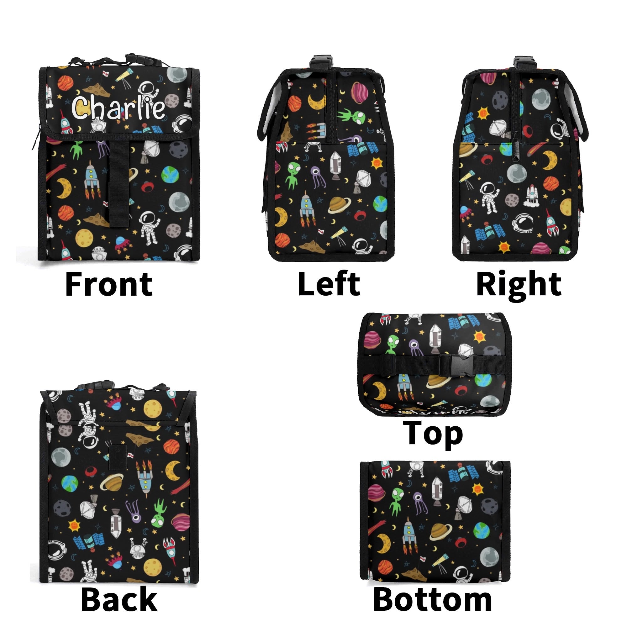 Personalised Fun Space Flip-top Lunch Bag Personalised Flip Top Lunch Bag Printed Offshore Space