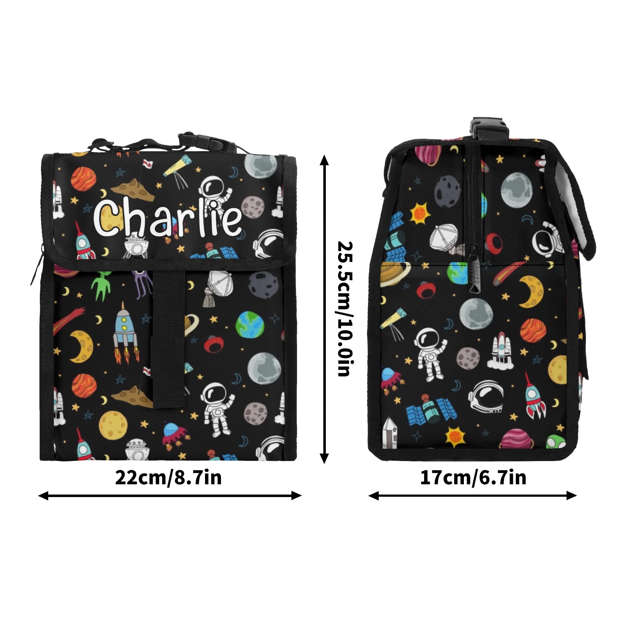 Personalised Fun Space Flip-top Lunch Bag Personalised Flip Top Lunch Bag Printed Offshore Space