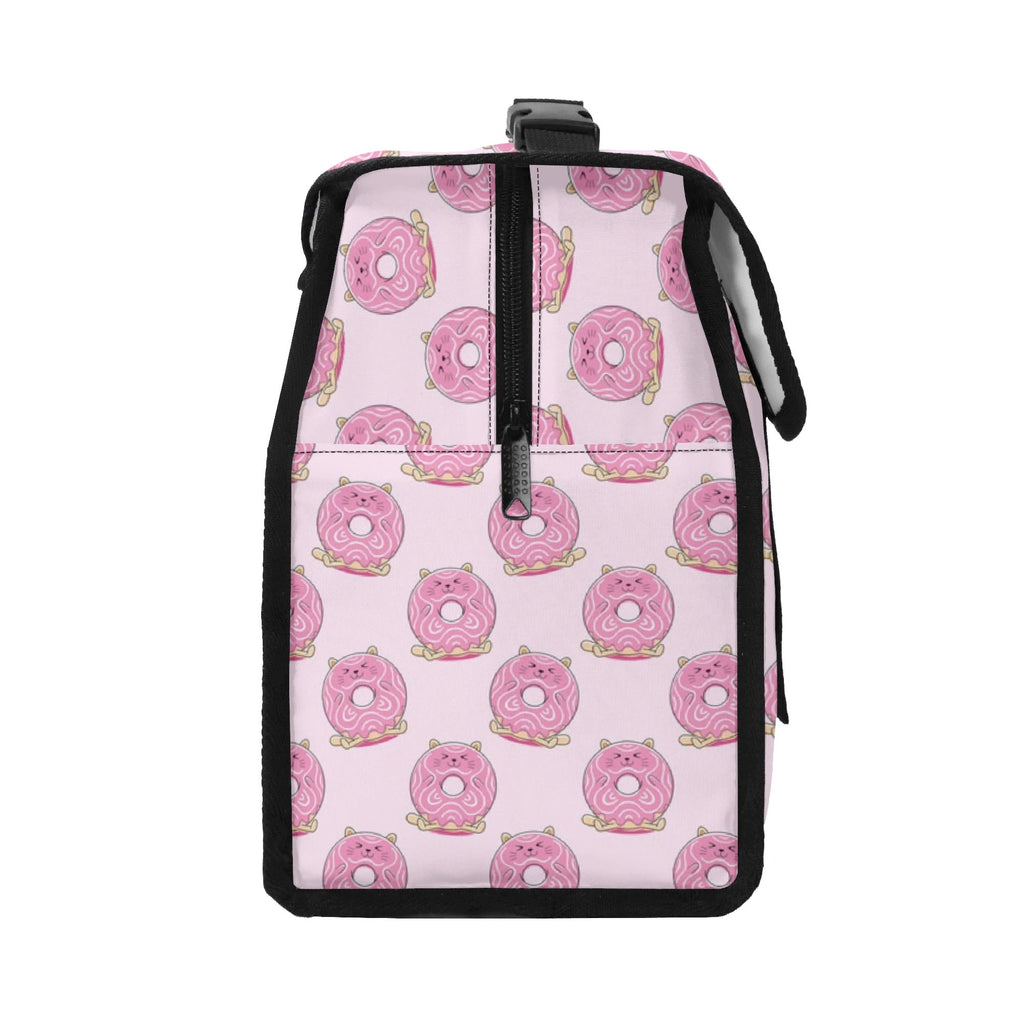Personalised Pink Cat Doughnuts Flip-top Lunch Bag Personalised Flip Top Lunch Bag animal Food Printed Offshore