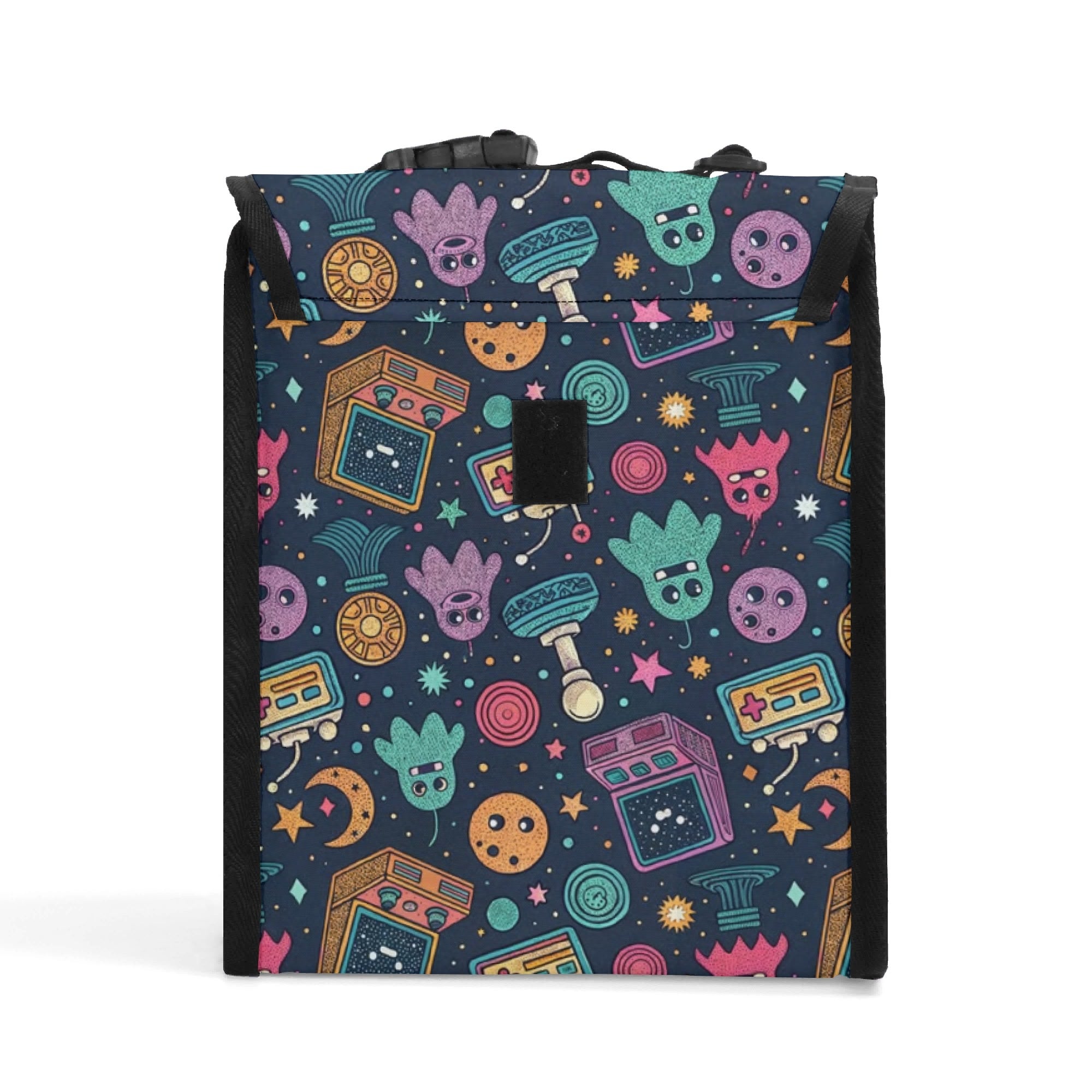 Personalised Space Arcade Flip-top Lunch Bag Personalised Flip Top Lunch Bag Games Printed Offshore Retro Space