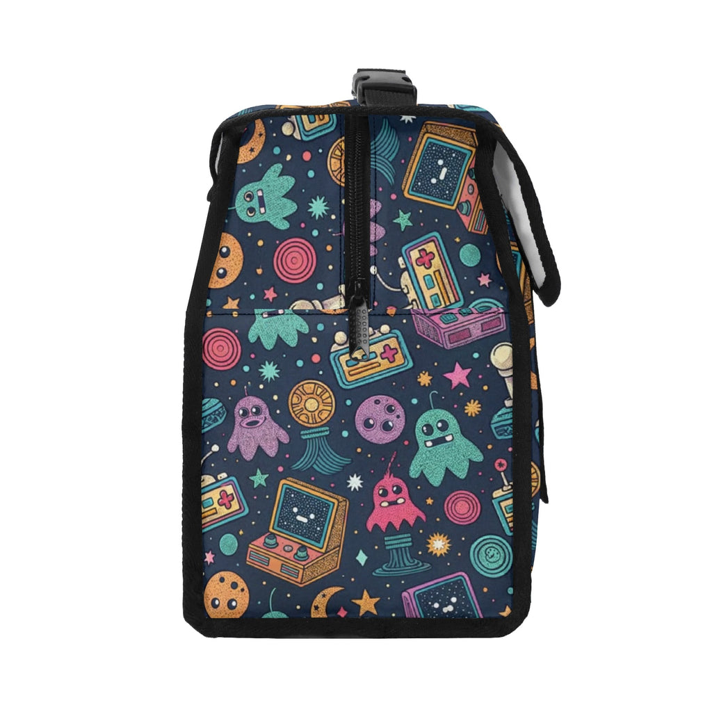 Personalised Space Arcade Flip-top Lunch Bag Personalised Flip Top Lunch Bag Games Printed Offshore Retro Space