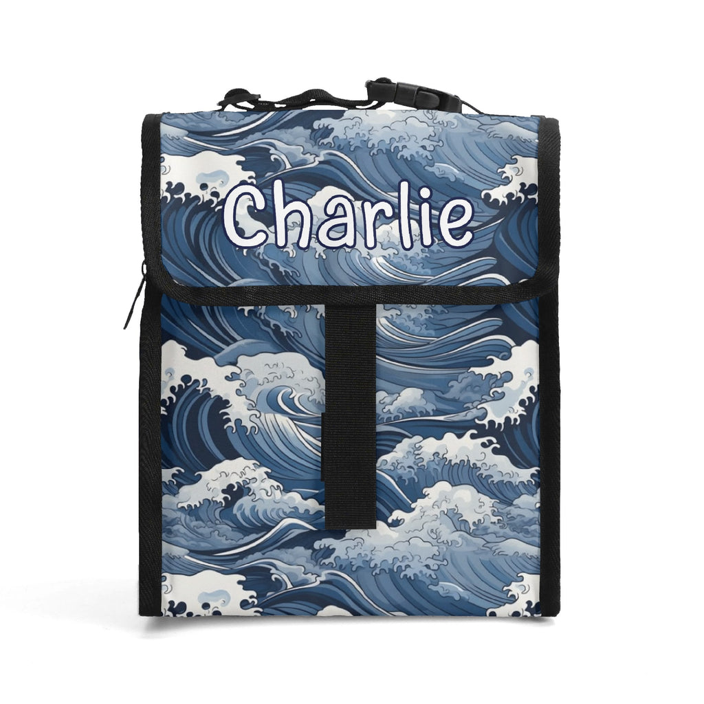 Personalised Japanese Waves Flip-top Lunch Bag Default Title Personalised Flip Top Lunch Bag Ocean Printed Offshore