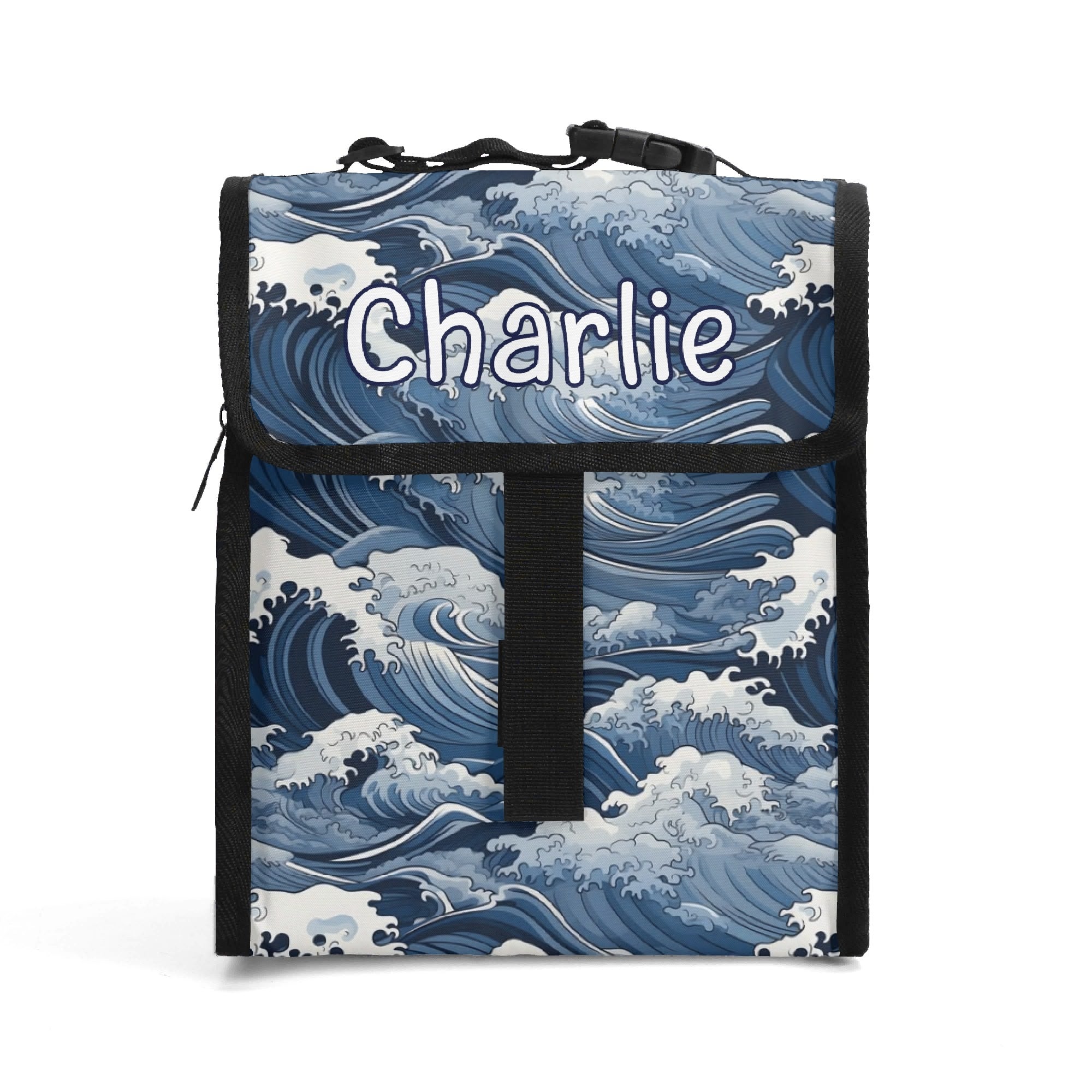 Personalised Japanese Waves Flip-top Lunch Bag Default Title Personalised Flip Top Lunch Bag Ocean Printed Offshore