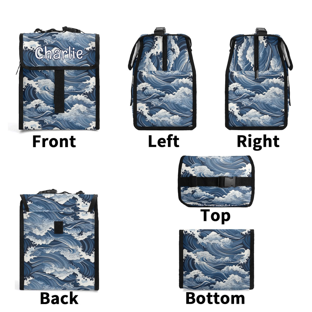 Personalised Japanese Waves Flip-top Lunch Bag Personalised Flip Top Lunch Bag Ocean Printed Offshore