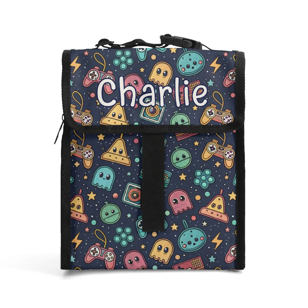 Personalised Video Game Flip-top Lunch Bag Default Title Personalised Flip Top Lunch Bag Games Printed Offshore Retro