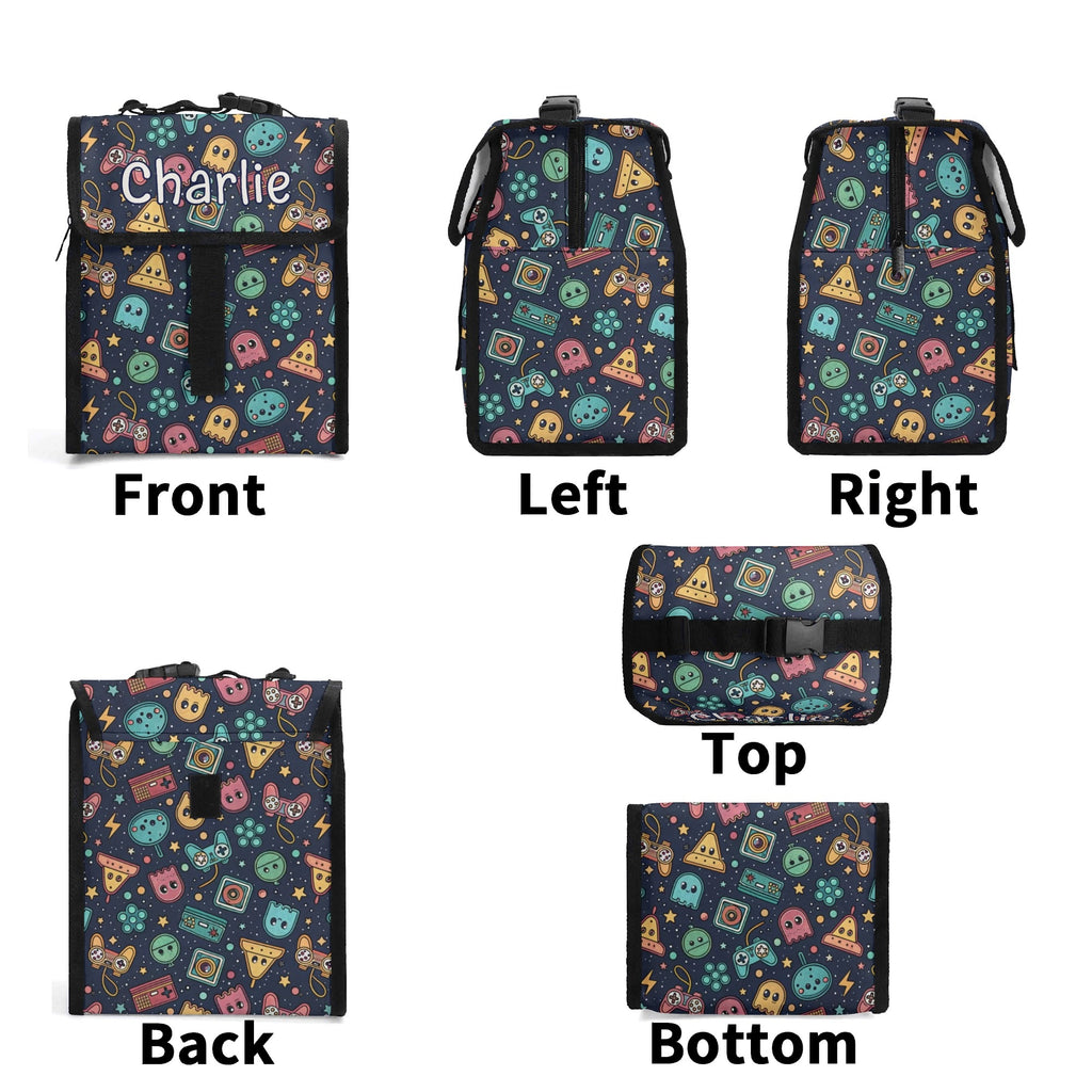 Personalised Video Game Flip-top Lunch Bag Personalised Flip Top Lunch Bag Games Printed Offshore Retro