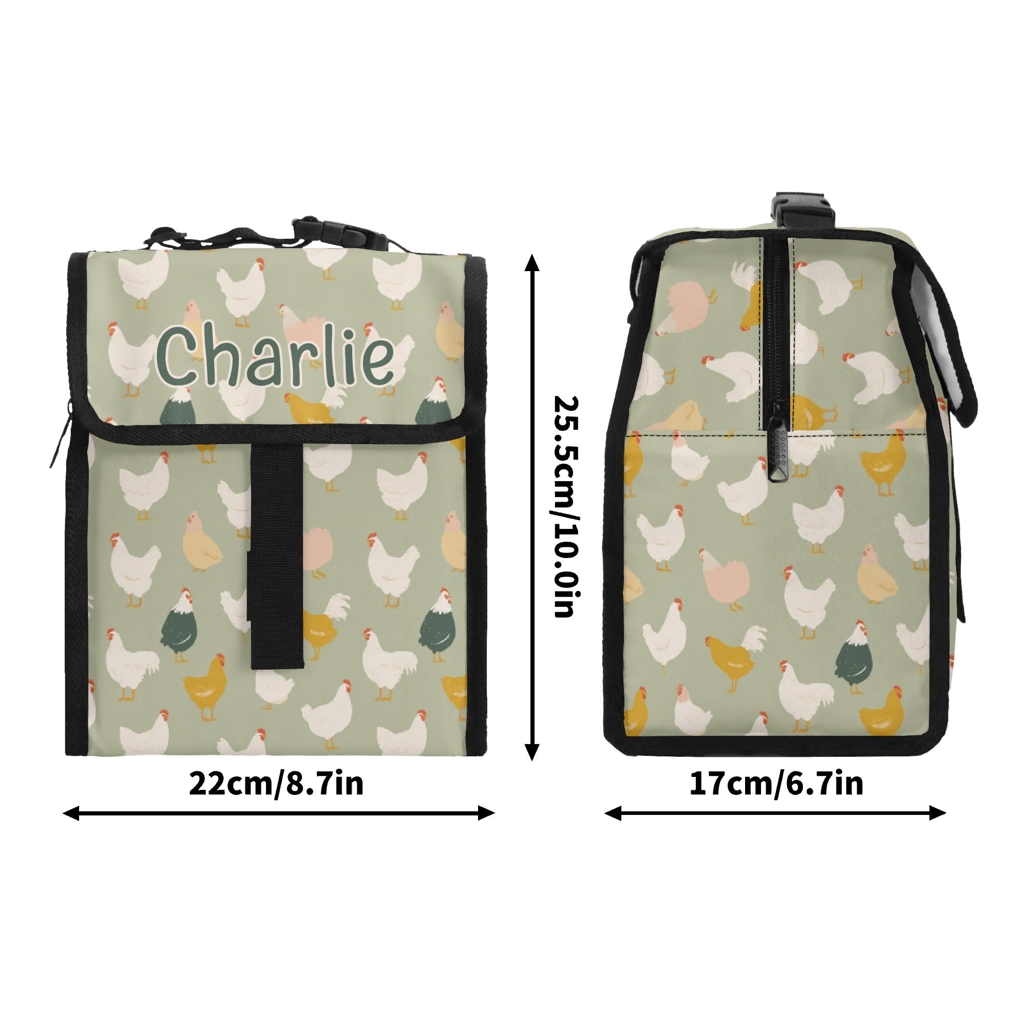 Personalised Chicken Life Flip-top Lunch Bag Personalised Flip Top Lunch Bag animal Printed Offshore
