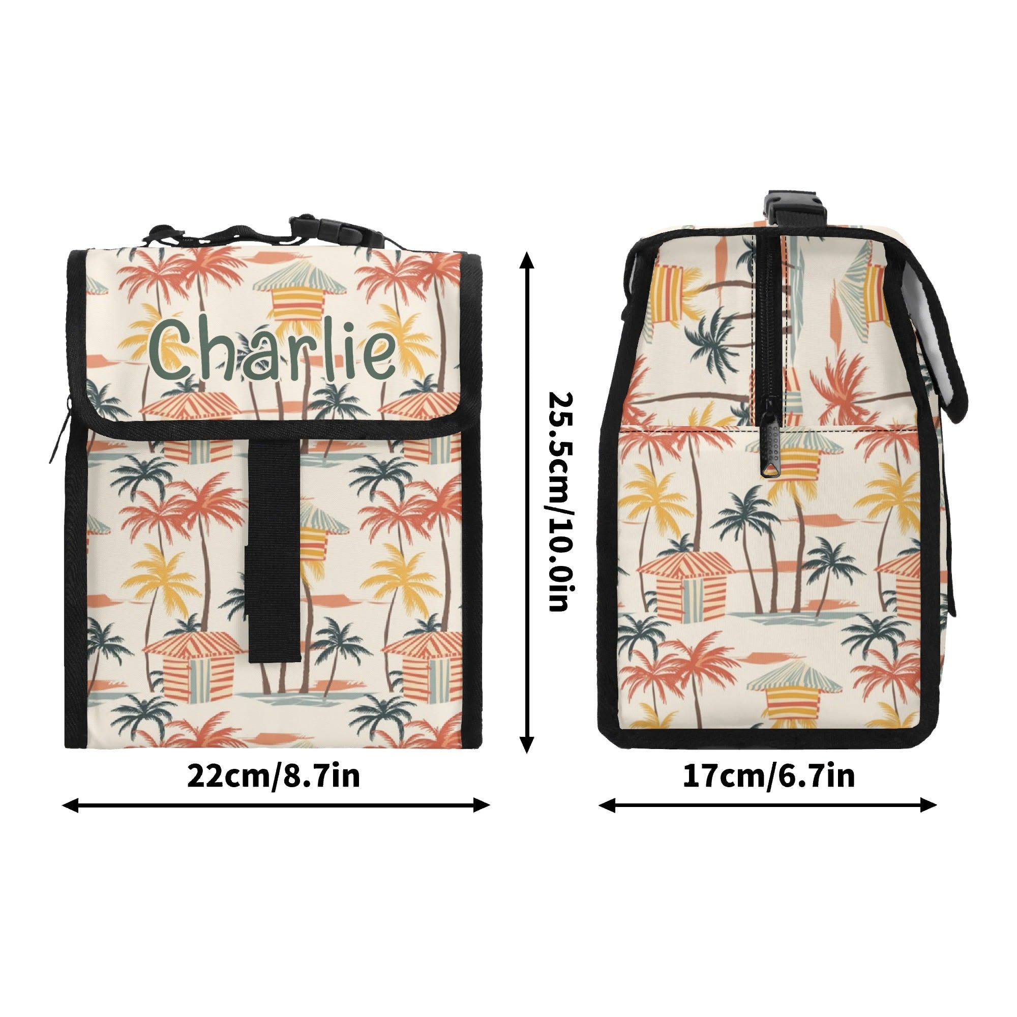 Personalised Beach Shack Flip-top Lunch Bag Personalised Flip Top Lunch Bag Printed Offshore Summer Surf