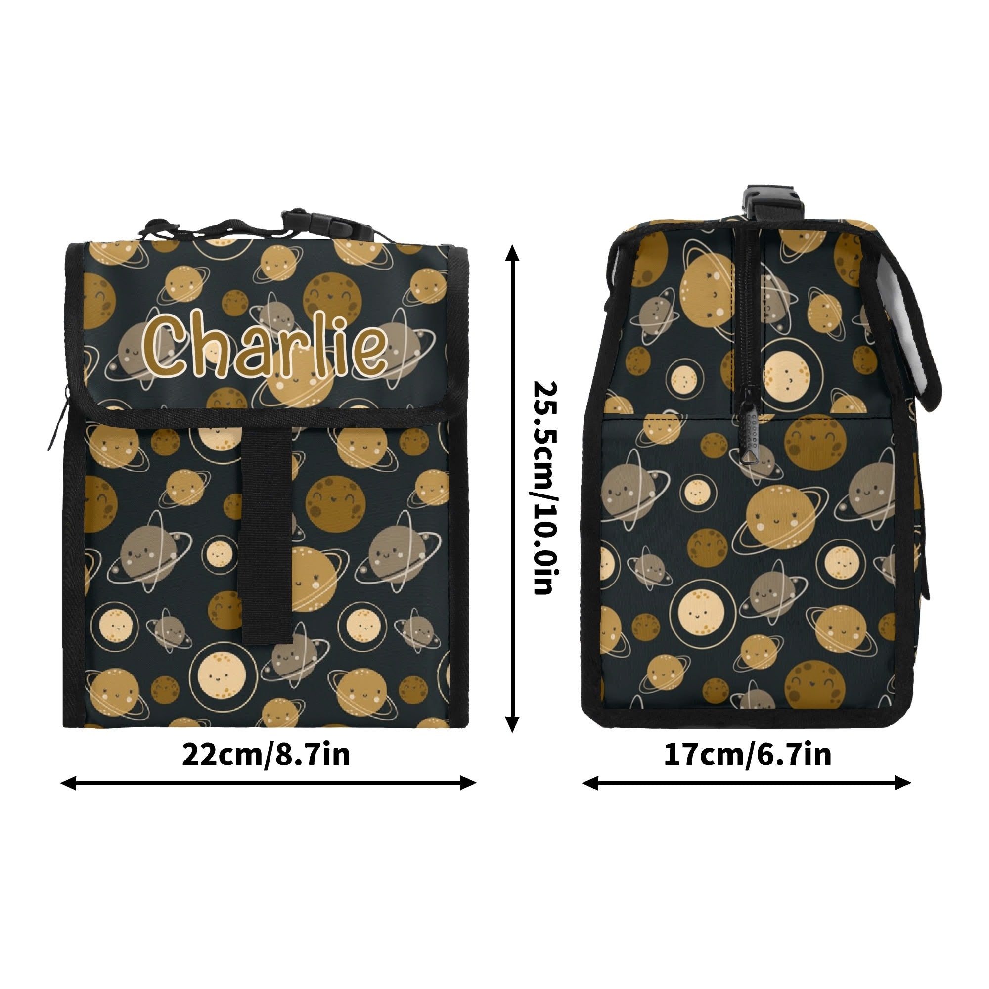 Personalised Planets Flip-top Lunch Bag Personalised Flip Top Lunch Bag Printed Offshore Space