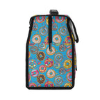 Personalised Doughnuts On Blue Flip-top Lunch Bag Personalised Flip Top Lunch Bag Food Printed Offshore