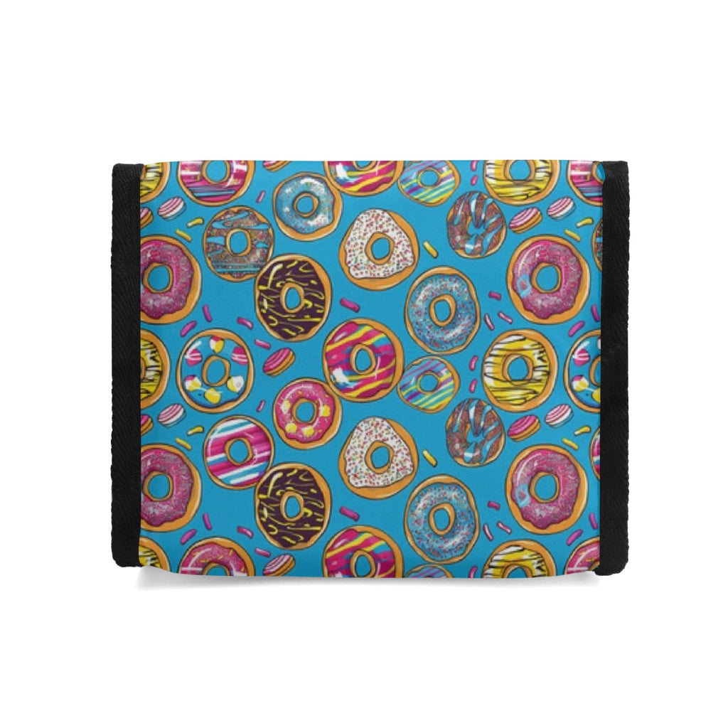 Personalised Doughnuts On Blue Flip-top Lunch Bag Personalised Flip Top Lunch Bag Food Printed Offshore