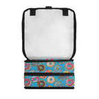 Personalised Doughnuts On Blue Flip-top Lunch Bag Personalised Flip Top Lunch Bag Food Printed Offshore