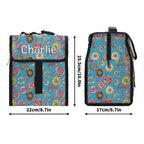 Personalised Doughnuts On Blue Flip-top Lunch Bag Personalised Flip Top Lunch Bag Food Printed Offshore