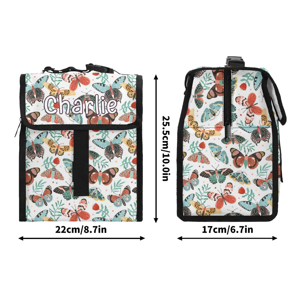Personalised Pretty Moths And Butterflies Flip-top Lunch Bag Personalised Flip Top Lunch Bag animal Printed Offshore
