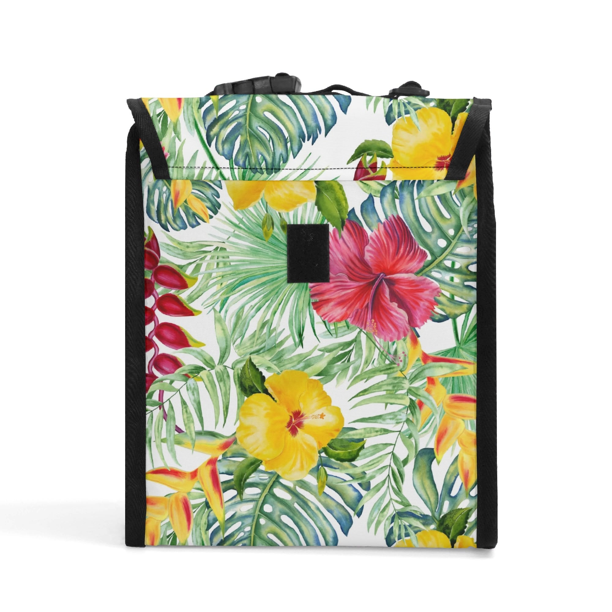 Personalised Tropical Flower On White Flip-top Lunch Bag Personalised Flip Top Lunch Bag Plants Printed Offshore