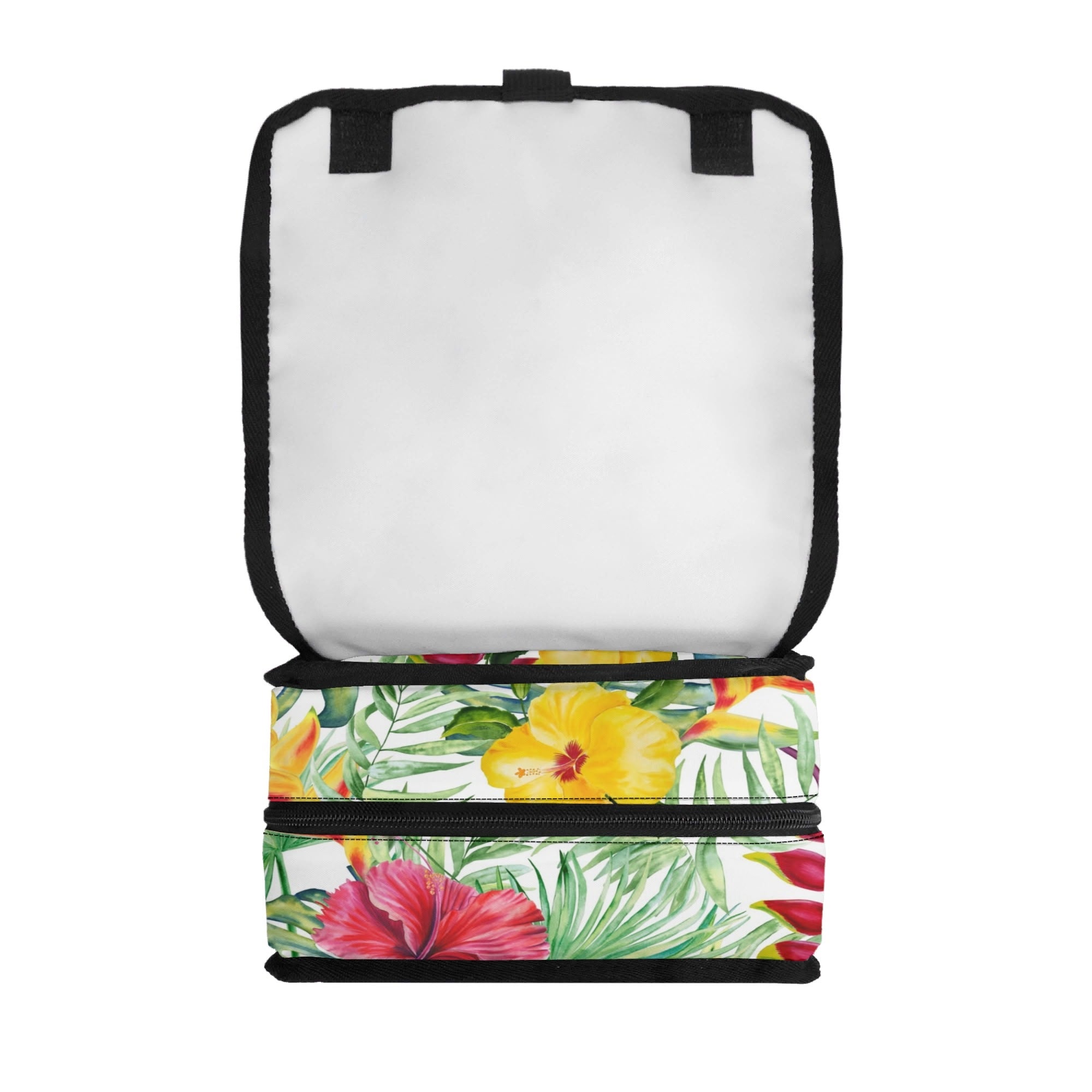 Personalised Tropical Flower On White Flip-top Lunch Bag Personalised Flip Top Lunch Bag Plants Printed Offshore