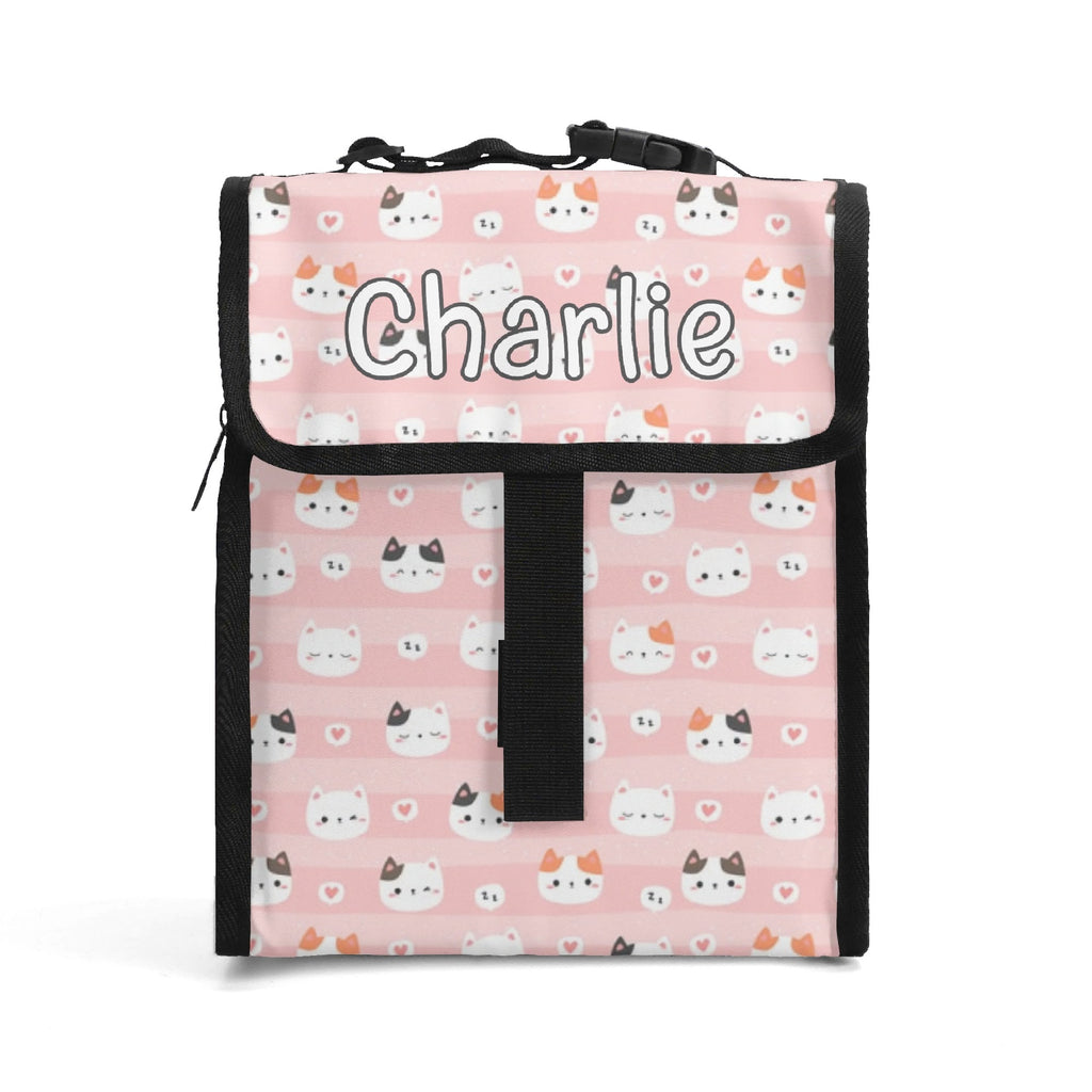Personalised Pink Cats Flip-top Lunch Bag Default Title Personalised Flip Top Lunch Bag animal Printed Offshore