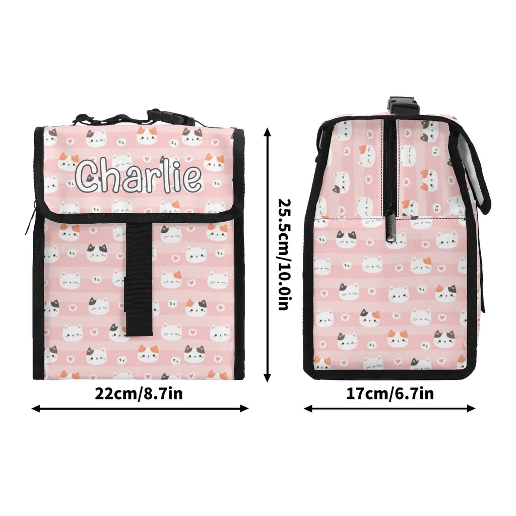 Personalised Pink Cats Flip-top Lunch Bag Personalised Flip Top Lunch Bag animal Printed Offshore