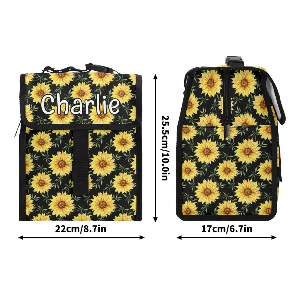 Personalised Painted Sunflower Flip-top Lunch Bag Personalised Flip Top Lunch Bag Plants Printed Offshore