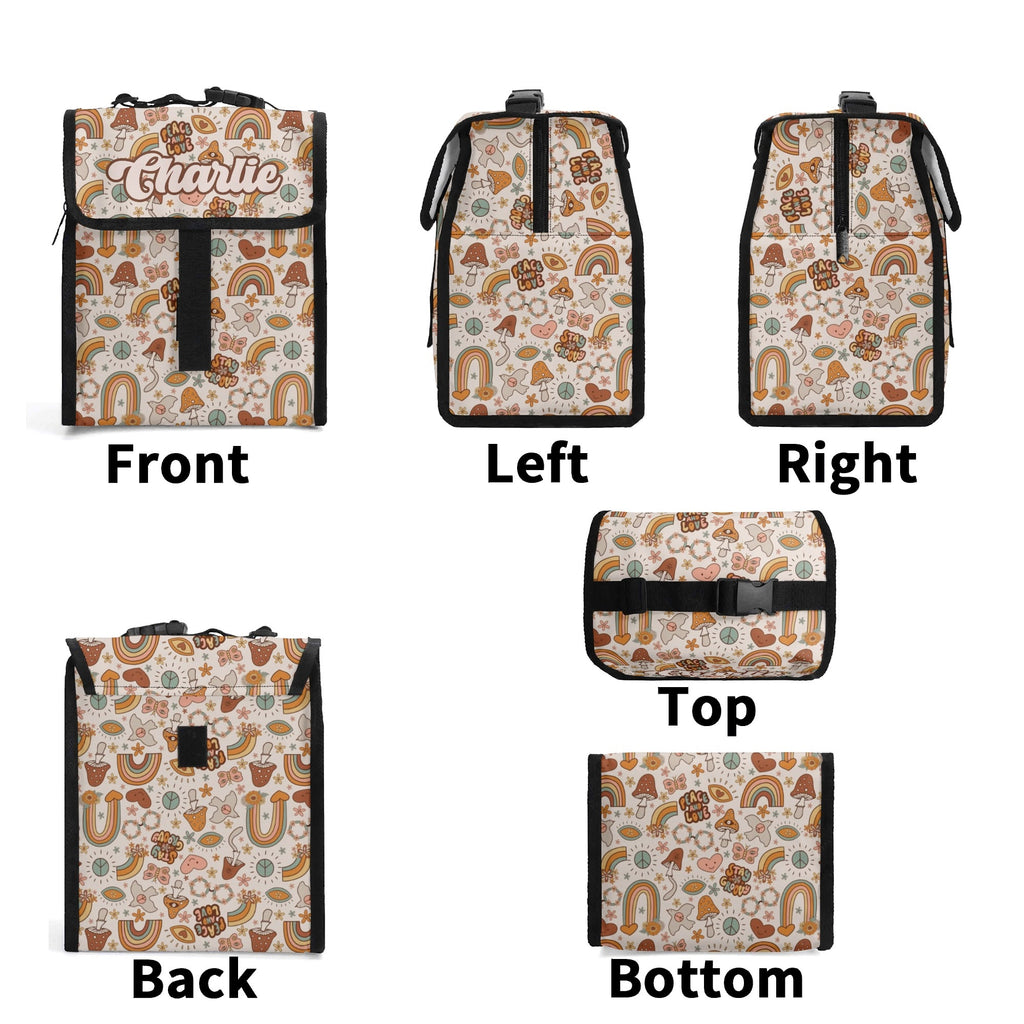 Personalised Peace And Love Flip-top Lunch Bag Personalised Flip Top Lunch Bag Printed Offshore Retro