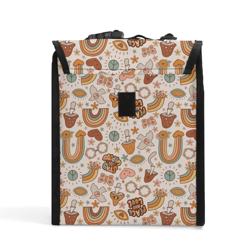 Personalised Peace And Love Flip-top Lunch Bag Personalised Flip Top Lunch Bag Printed Offshore Retro