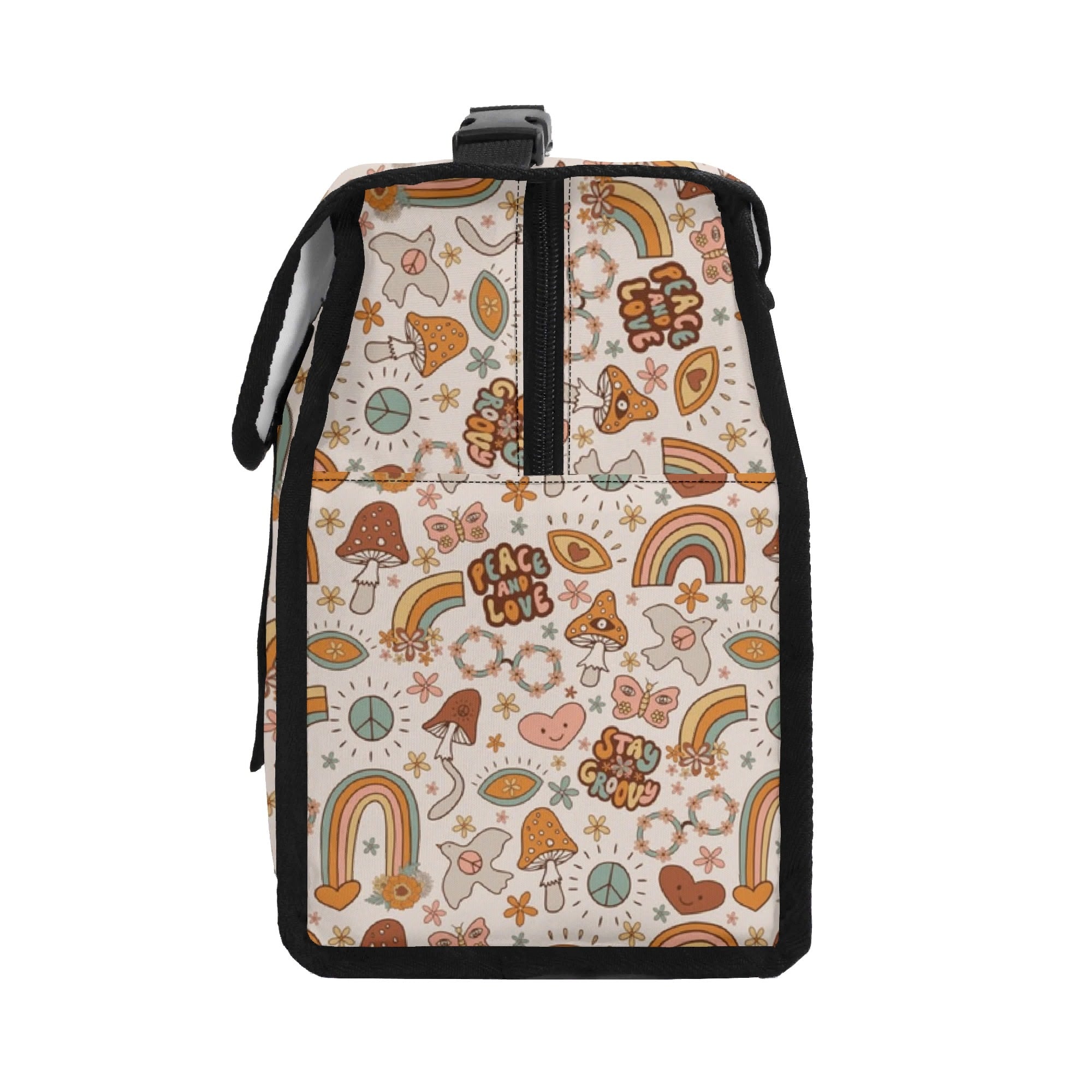 Personalised Peace And Love Flip-top Lunch Bag Personalised Flip Top Lunch Bag Printed Offshore Retro