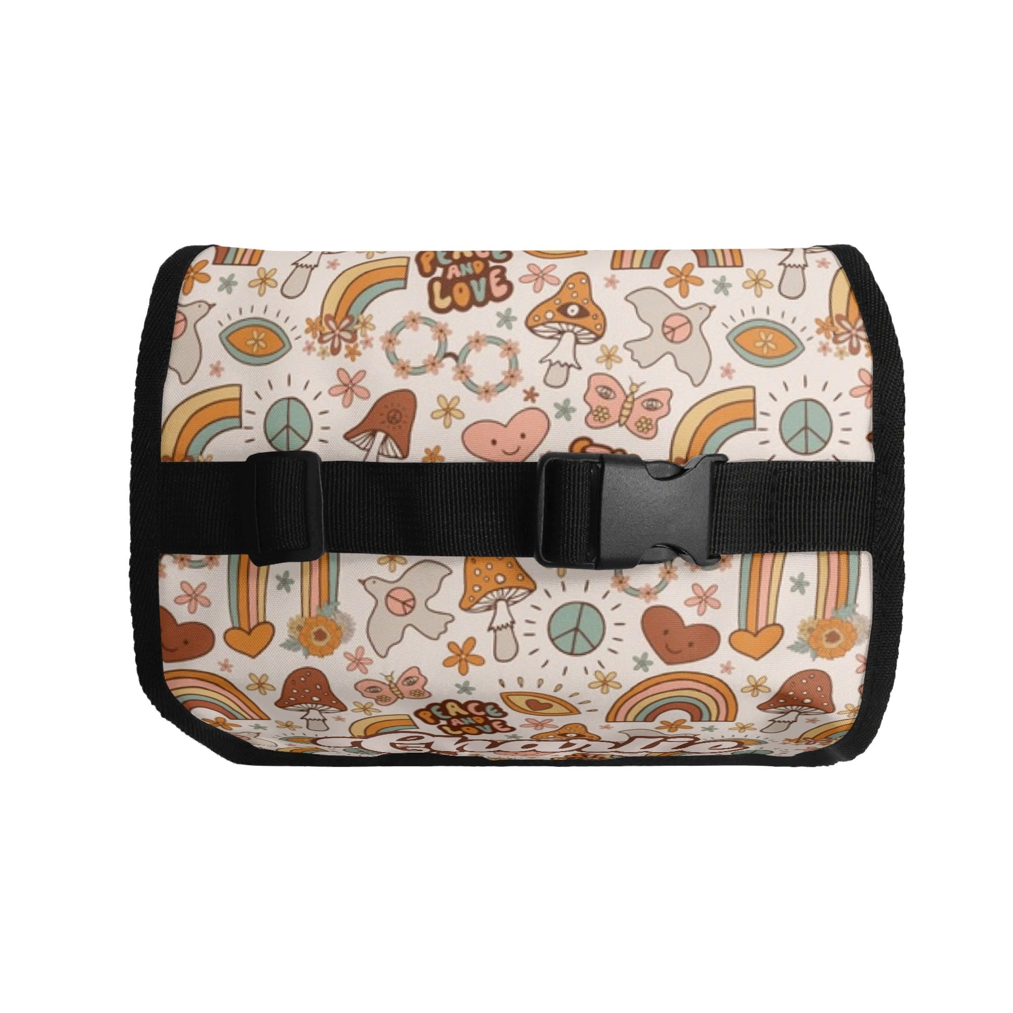 Personalised Peace And Love Flip-top Lunch Bag Personalised Flip Top Lunch Bag Printed Offshore Retro