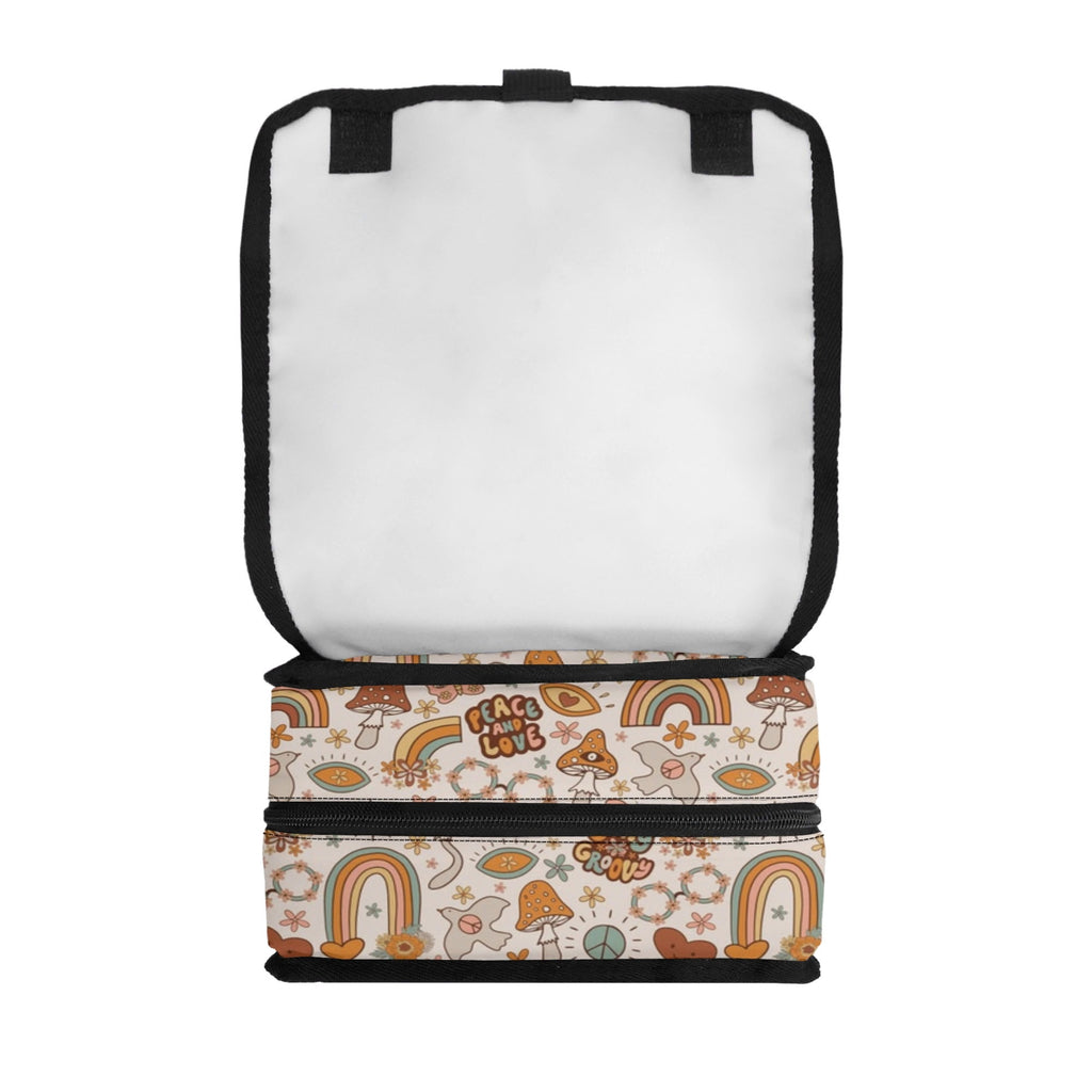Personalised Peace And Love Flip-top Lunch Bag Personalised Flip Top Lunch Bag Printed Offshore Retro