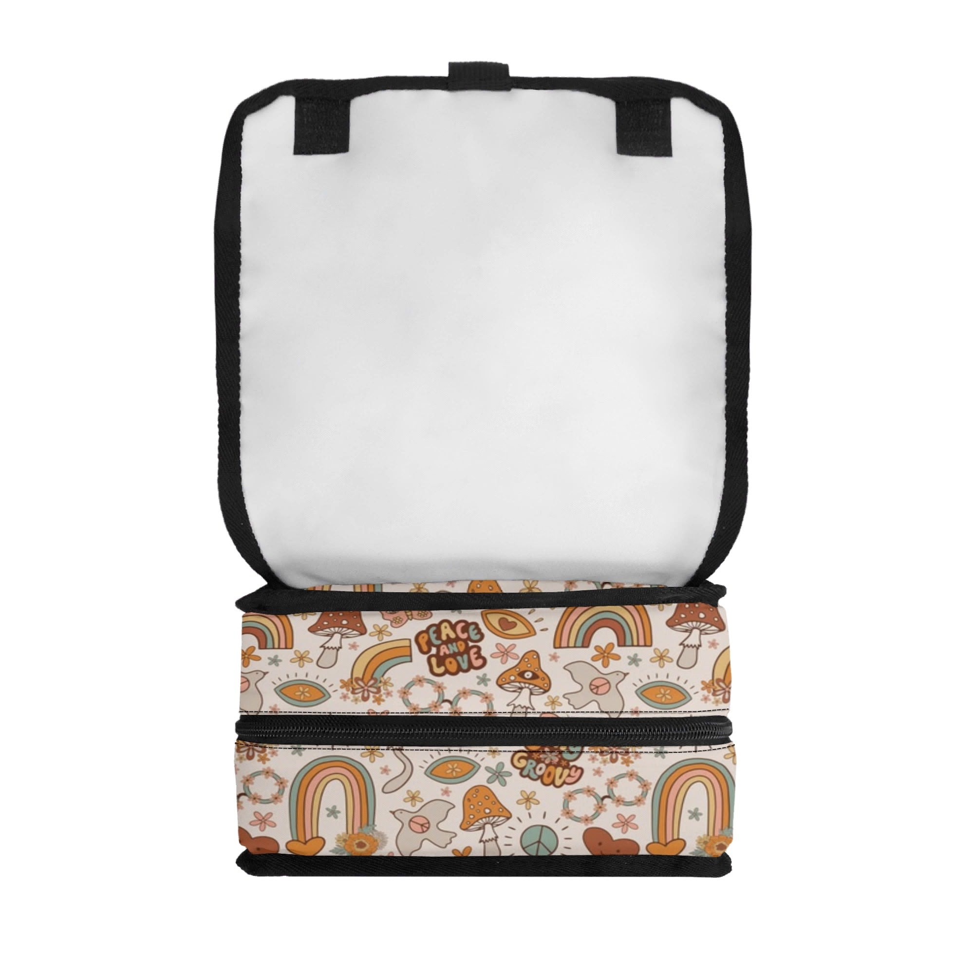 Personalised Peace And Love Flip-top Lunch Bag Personalised Flip Top Lunch Bag Printed Offshore Retro